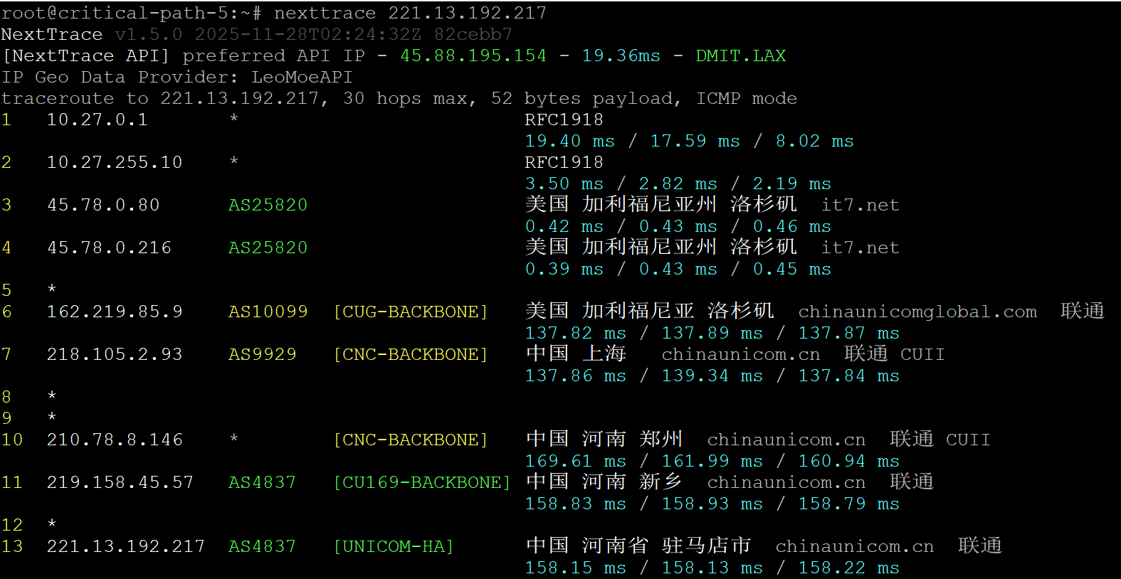 【快讯】搬瓦工DC99机房 联通线路疑似更改为10099境内9929